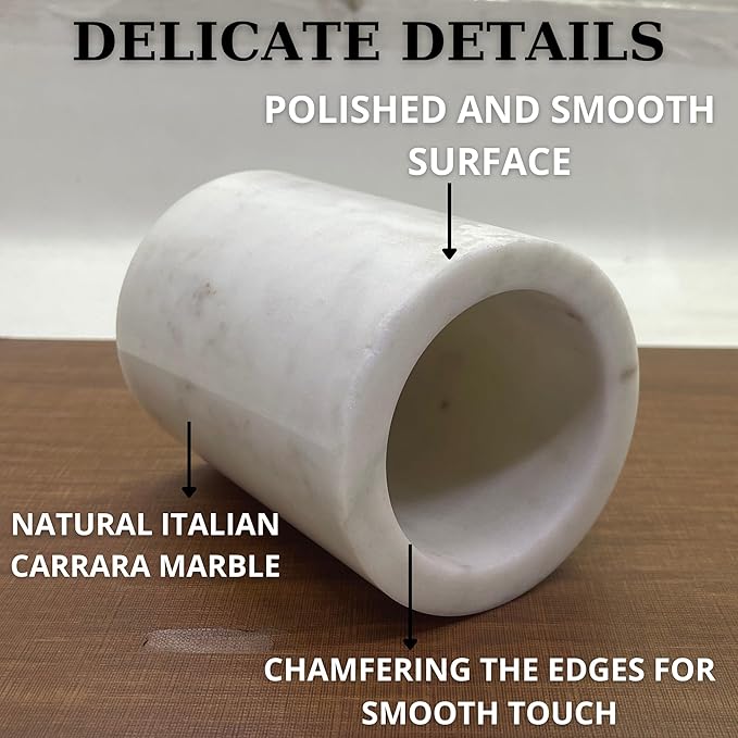 Natural Marble Pencil Pen Holder Stand for Desk, Makeup Brush Cup for Girls, Bathroom Tumbler Cup, Durable Office & Home Organizer Pencil Holder-DeskLoop Office