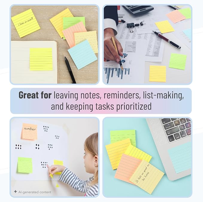 Mr. Pen- Lined Sticky Notes, 6 Pads, 45 Sheets/Pad, Pastel Color | Sticky Notes - Image 5