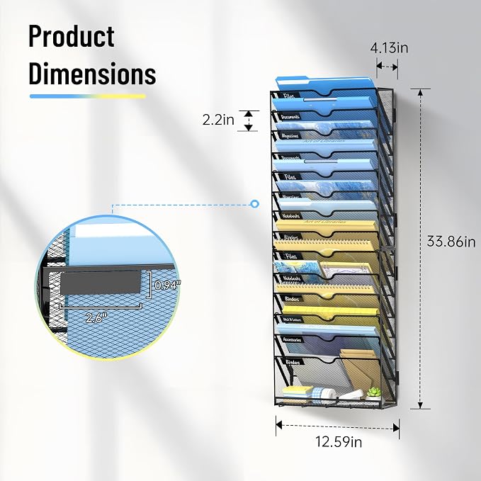 SUPEASY 15 Tier Wall File Organizer - Image 2