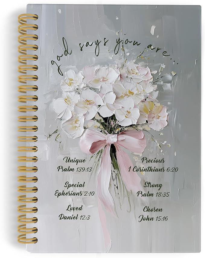 Christian Floral Spiral Notebook Journal, Vintage Hydrangea Flower Bible Notebooks for Note Taking, Christian Gifts for Women, Bible Journaling Hardcover Spiral Journal 5.5x8.3 Inches Writing Pads-DeskLoop Office