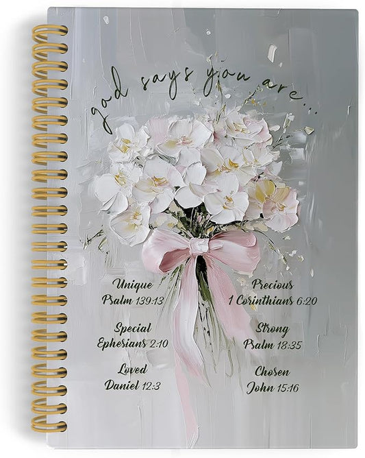 Christian Floral Spiral Notebook Journal, Vintage Hydrangea Flower Bible Notebooks for Note Taking, Christian Gifts for Women, Bible Journaling Hardcover Spiral Journal 5.5x8.3 Inches Writing Pads-DeskLoop Office