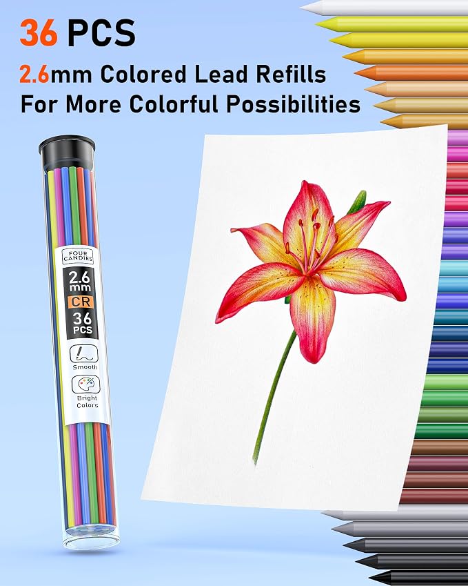 Four Candies Mechanical Colored Pencils, Erasable Mechanical Pencils - Image 5