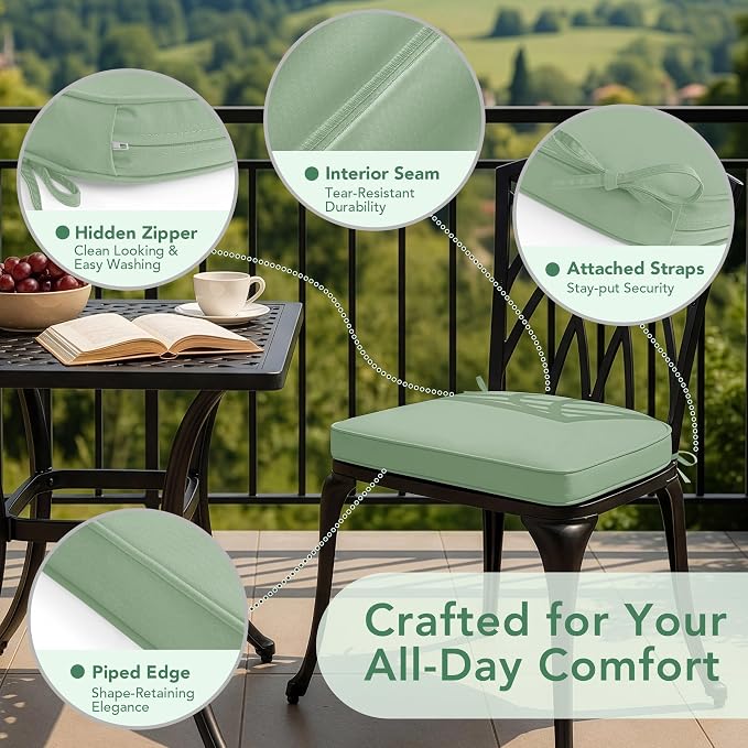 Outdoor Chair Cushions Set of 4: Waterproof & Fade Resistant Patio Furniture - Image 4