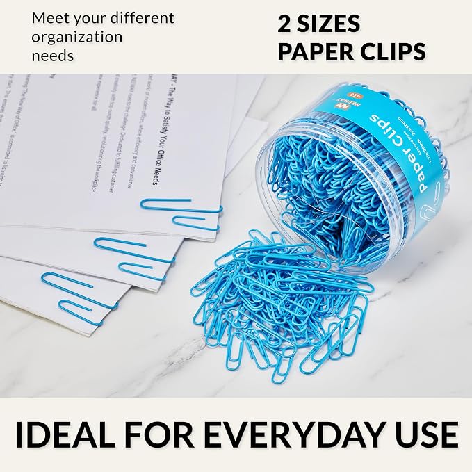 NEEWAY 450pcs Paper Clips Assorted Sizes, Small and Large Paper Clips, Coated - Image 6
