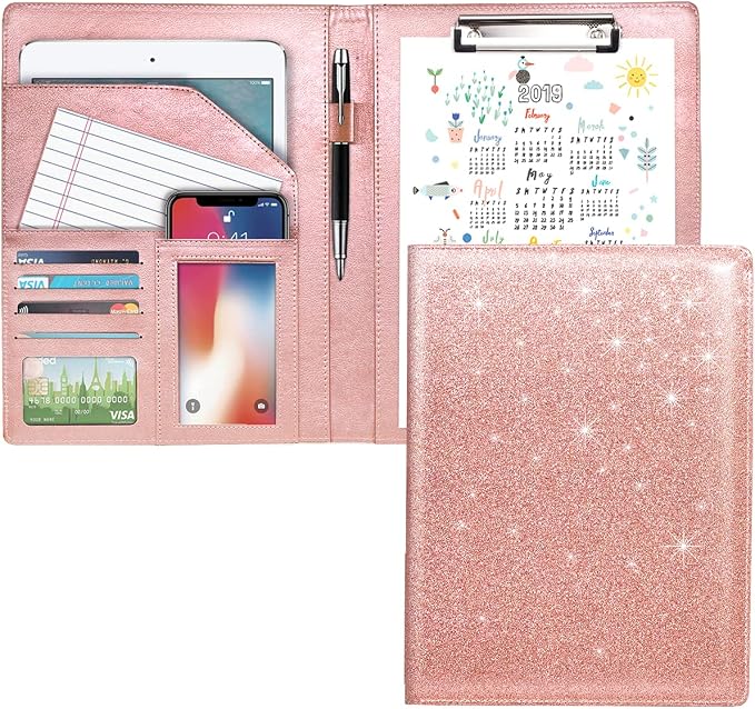 Padfolio/Resume Portfolio Folder Glitter Pink by WAVEYU