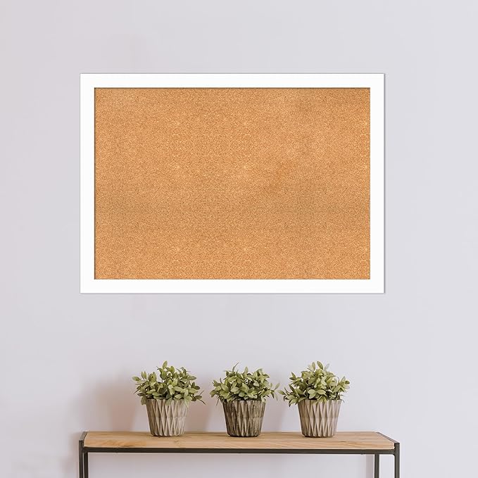 Amanti Art Natural Cork Board for Wall, 31x43 Vision Board with White Frame, X-Large Corkboard Office Decor for Home Organization, Casual Corkboard Pinboard to Display Items for Home Organization in-DeskLoop Office