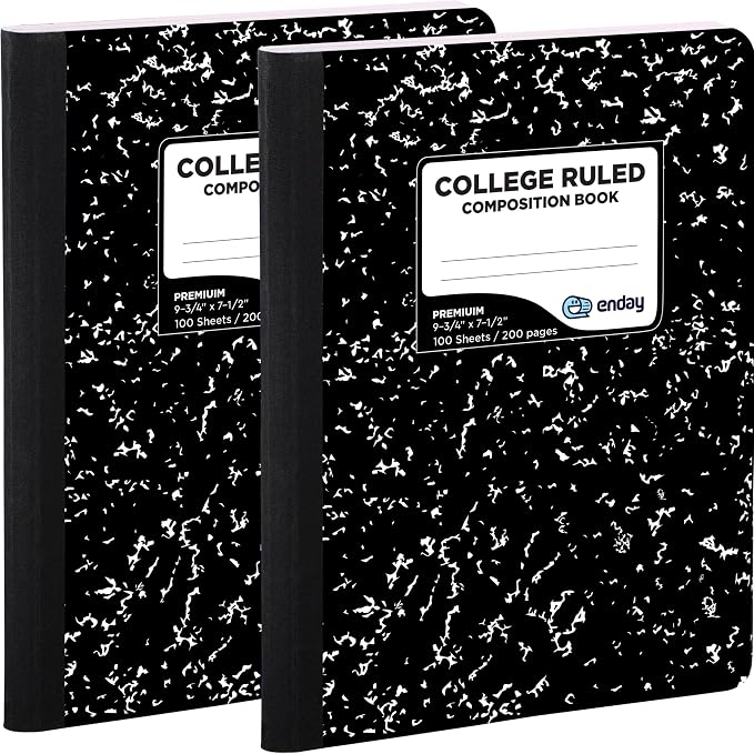 Enday Composition Notebook Hard Cover Marble composition notebook, 100 Sheets by Enday