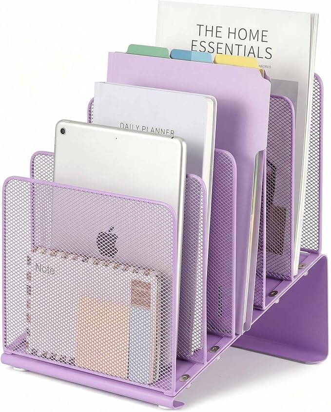 LEKETREE Purple File Organizer for Desk, Desk Organizer by Stylishworkspaceeffortlessorganization