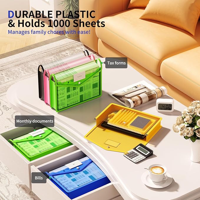 7 Pack Plastic Expanding File Folder, Transparent envelopes - Image 6