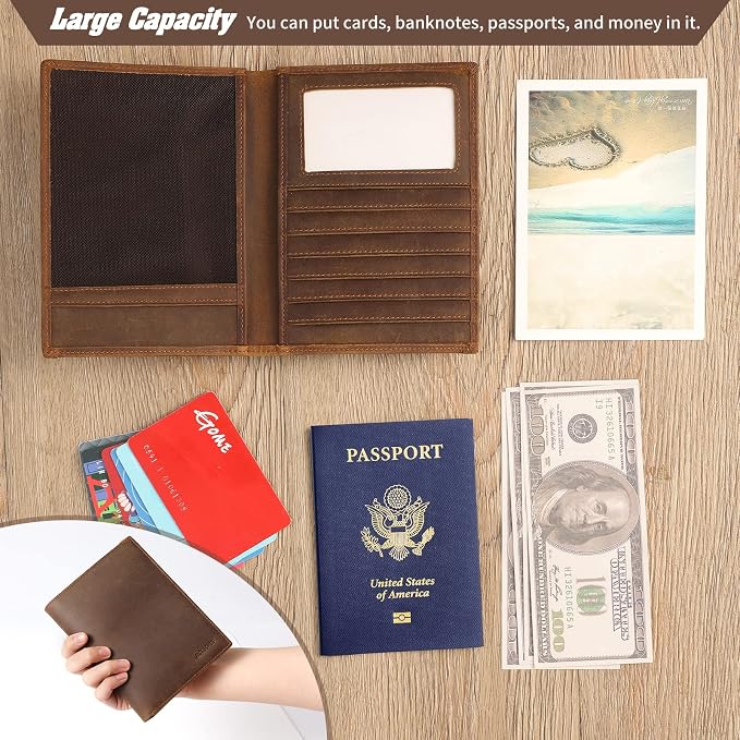 Jack&Chris Leather Passport Holder RFID Blocking Passport Travel Wallet Cover - Image 5