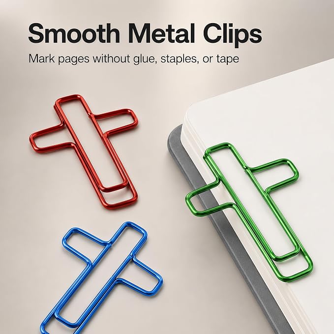 120 Pcs Cross Paper Clips, 1.34 x 0.8 Inch Multicolor Metal Bookmark Clips - Image 7