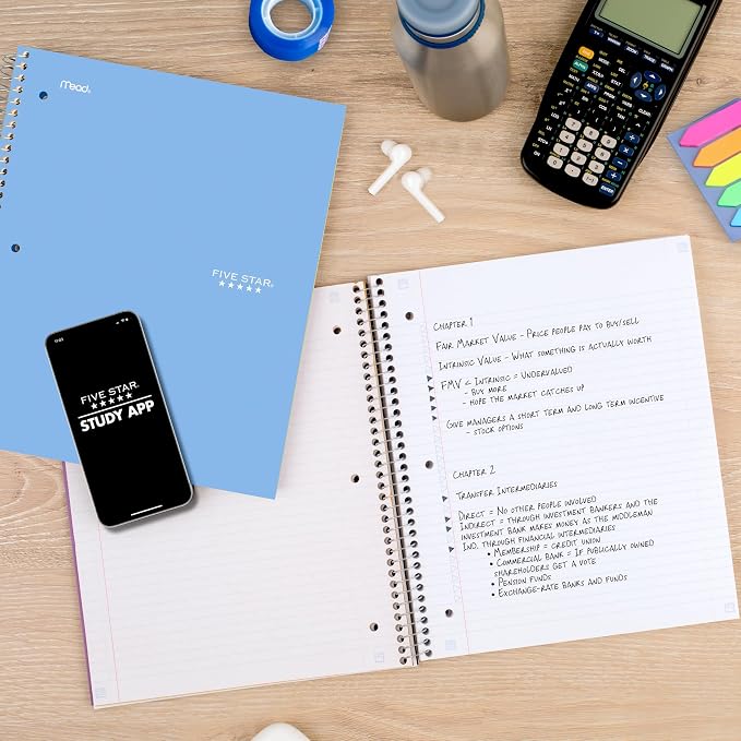 Five Star Spiral Notebook + Study App, 5 Subject, College Ruled Paper, 8-1/2" x - Image 4