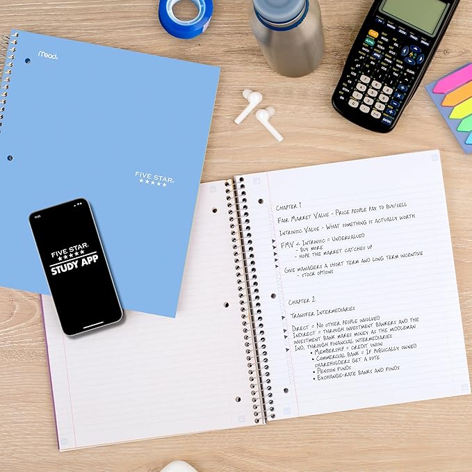 Five Star Spiral Notebook + Study App, 3 Subject, College Ruled Paper, 8.5" x - Image 4