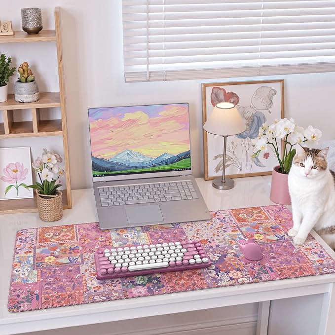 iCasso Floral Desk Pad Mat, Large Mouse Pad, Desk Matt - Image 6