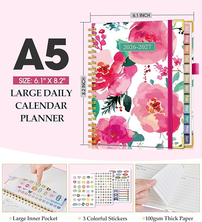 Academic Planner 2026-2027, Hardcover Leather Weekly and Monthly Calendar - Image 5