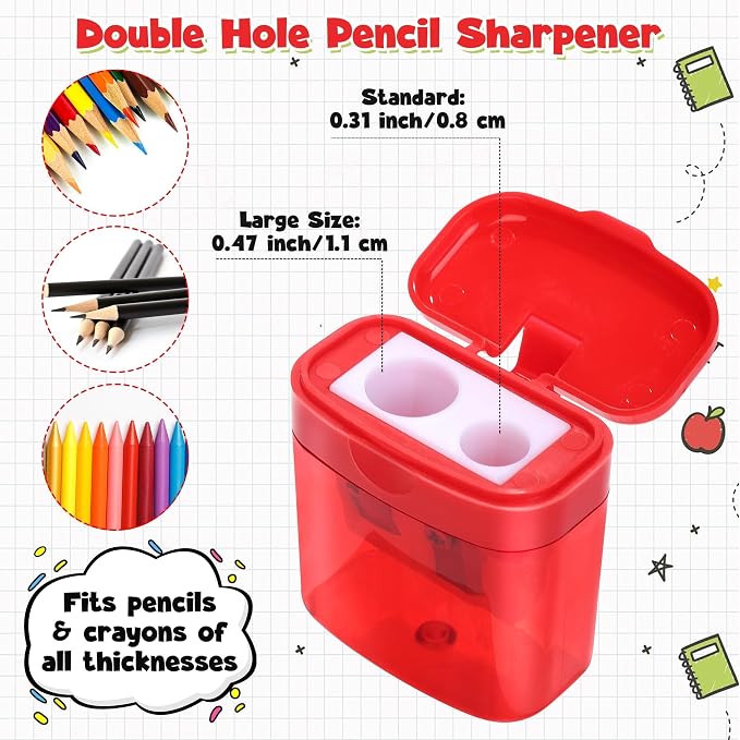 Aodaer 72 Pieces Pencil Sharpeners Bulk Double Hole Pencil Sharpener Manual - Image 4