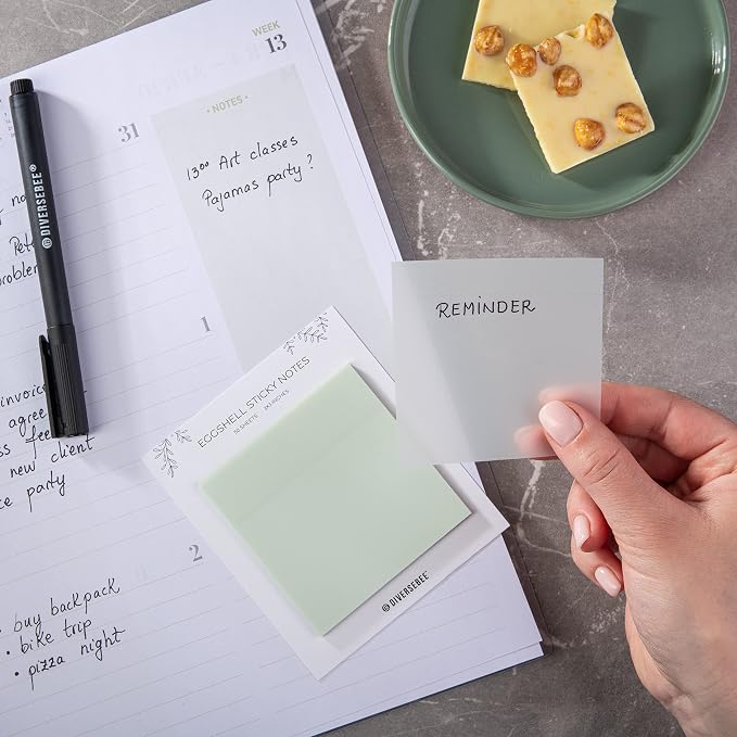 DiverseBee 50 Sheets Pastel Transparent Sticky Notes, 3x3” Clear Sticky Tabs - Image 4