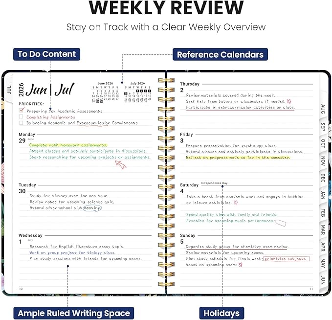 Planner 2026-2027, Hardcover Monthly and Weekly Academic Planner July 2026 - Image 3