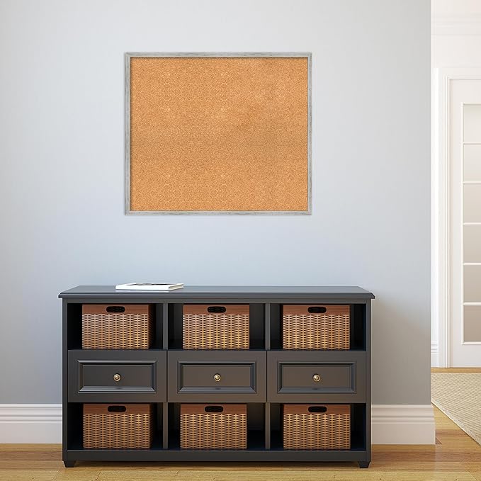 Amanti Art Natural Cork Board for Wall, 27x31 Vision Board with White Frame, Large Corkboard Office Decor for Home Organization, Cottage Corkboard Pinboard to Display Items for Home Organization in-DeskLoop Office