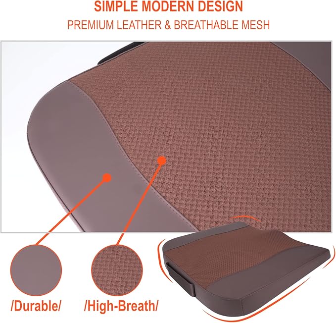 Car Seat Cushion, Comfort Memory Foam Car Cushions for Driving - Sciatica & Lower Back Pain Relief, Driver Seat Pillow for Auto, Office Chair, Wheelchair - Brown-DeskLoop Office