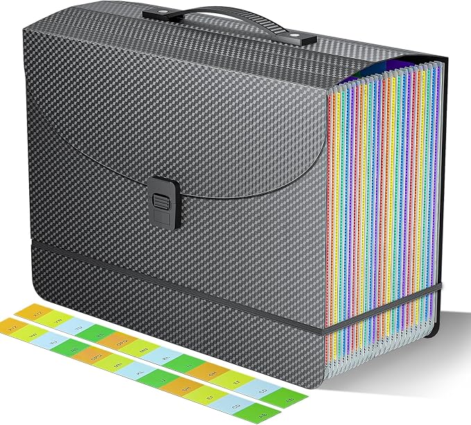 Expanding File Folders, Accordion File Organizer, 25 Pockets Expandable File by Fun+storage