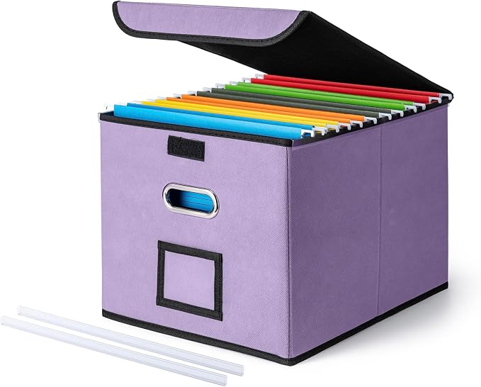 CADONO File Organizer Box with Lid, Large Hanging File Folder Organizer with by CADONO