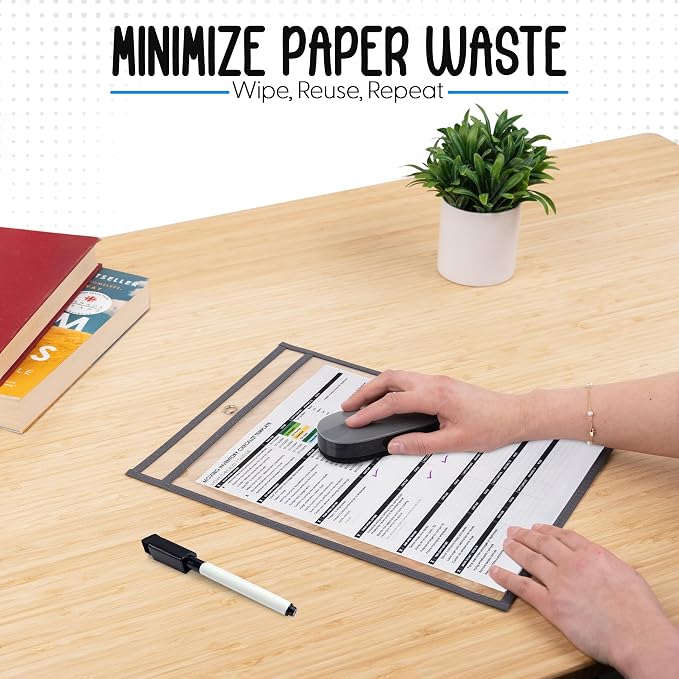 Essex Wares - 5 Pack, Job Ticket Holders, Reusable & Easy Erase Plastic Invoice - Image 3