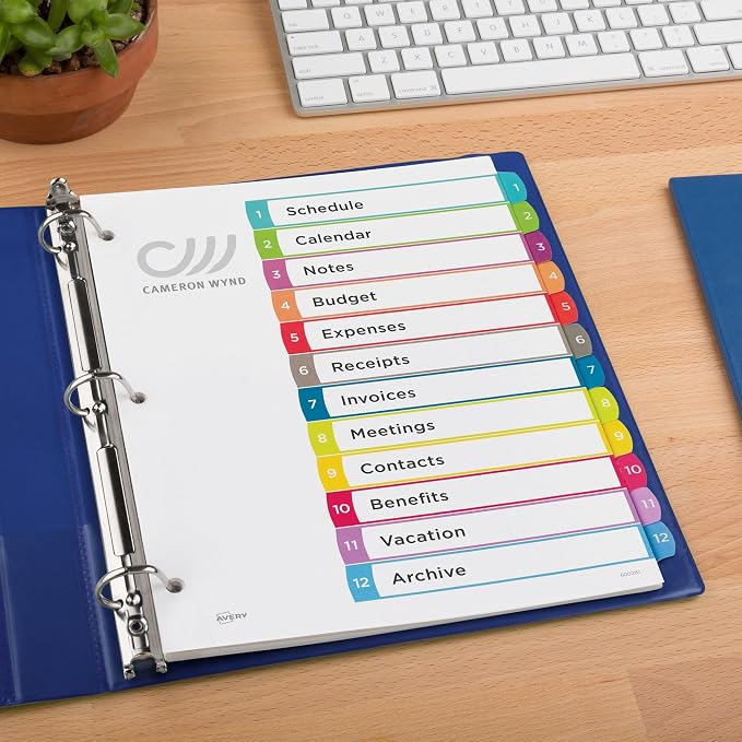 Avery Dividers for 3 Ring Binders, 12 Tabs per Set, Customizable Table of - Image 6