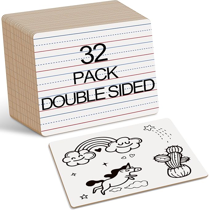 Dry Erase Boards 32 Pack, Double Sided Small Whiteboards by HOLYDE