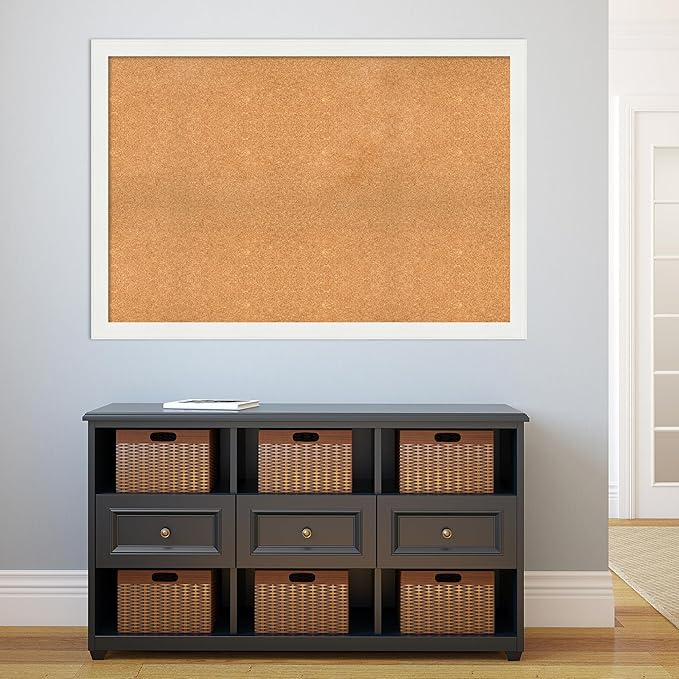 Amanti Art Natural Cork Board for Wall, 35x51 Vision Board with White Frame, Oversize Corkboard Office Decor for Home Organization, Casual Corkboard Pinboard to Display Items for Home Organization in-DeskLoop Office