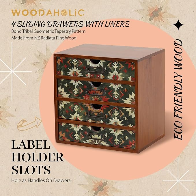 Boho Green Wooden Desk Organizer - Image 8