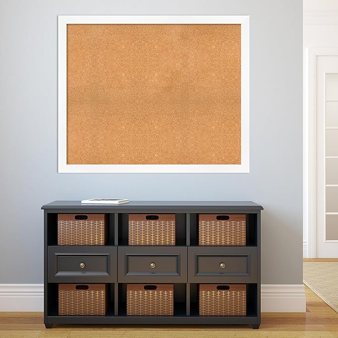 Amanti Art Natural Cork Board for Wall, 37x45 Vision Board with White Frame, Oversize Corkboard Office Decor for Home Organization, Modern Corkboard Pinboard to Display Items for Home Organization in-DeskLoop Office
