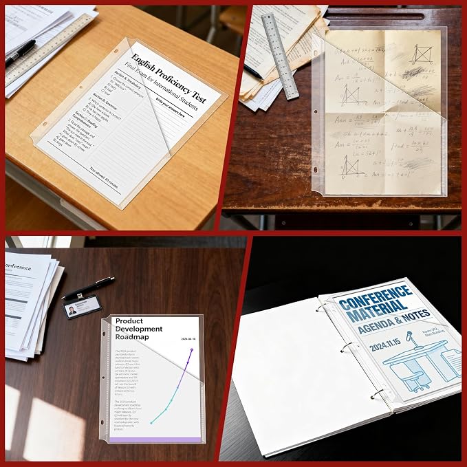 15Pack 3 Hole Punch Clear Plastic Document Folders, Organized Up Poly - Image 4
