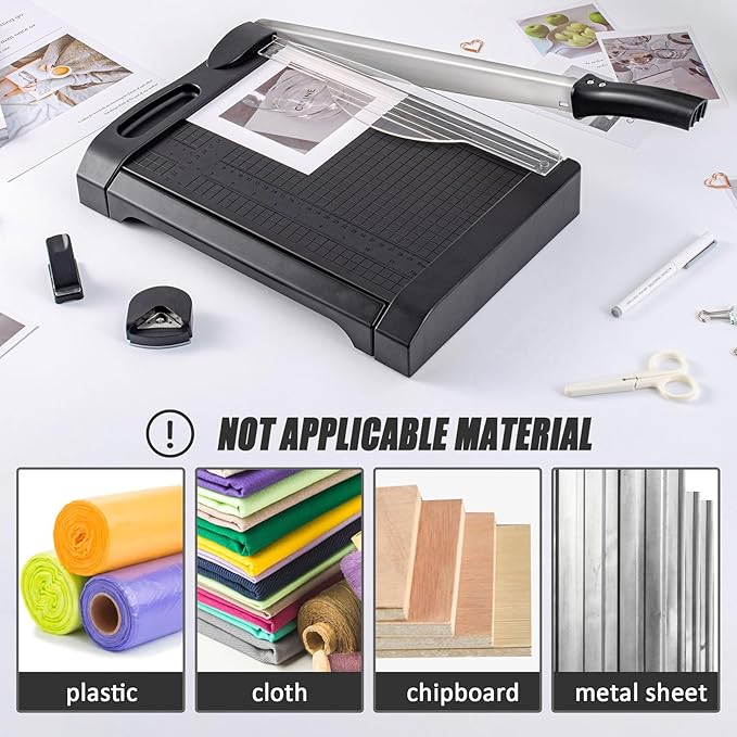 TIANSE Paper Cutter 3 in 1 Paper Trimmer Guillotine with Safety Blade Lock 5 to 10 Sheet Capacity Paper Cutting Board for Home Office School-DeskLoop Office