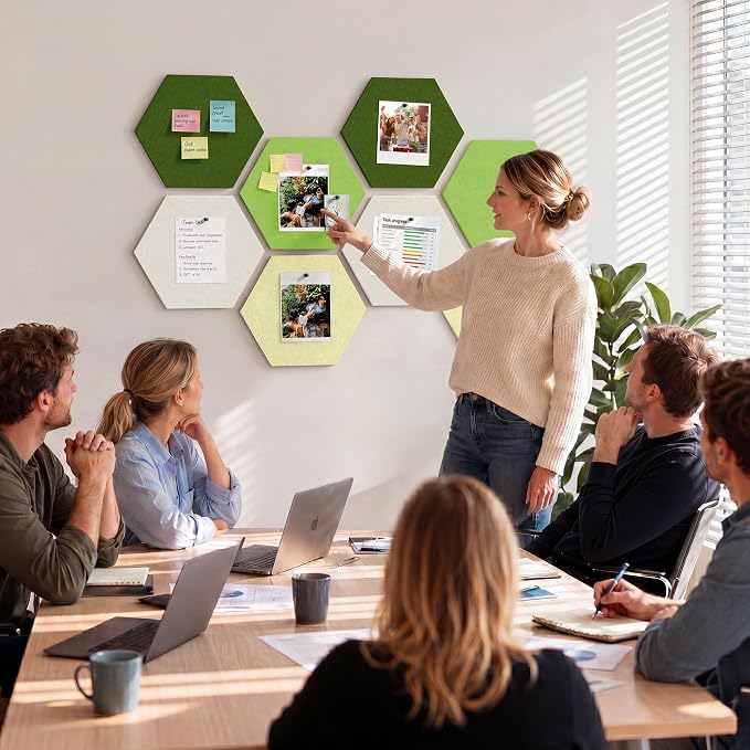 8 Pack Hexagon Felt Bulletin Board Tiles - Image 8