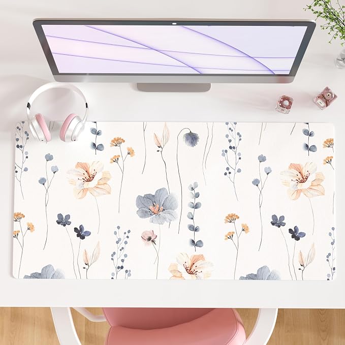 QIYI Large Mouse Pad, Floral Desk Mat by QIYI