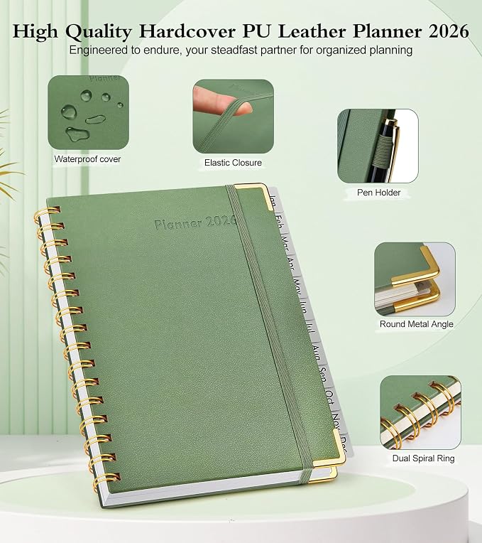 2026 Planner, Hardcover Leather Weekly and Monthly Planner, January 2026 - Image 4