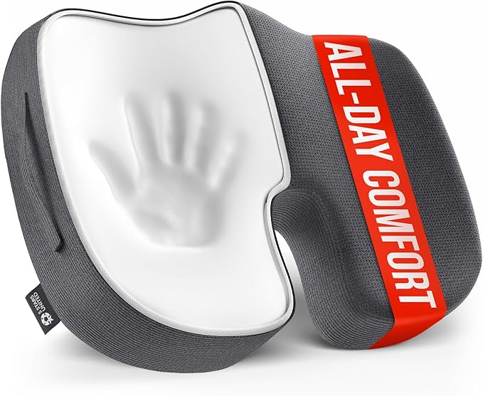 5 STARS UNITED Seat Cushion for Tailbone Pain Relief – Memory Foam Lifting Pillow for Coccyx, Hip, Hemorrhoid, Sciatica & Post-Surgery Recovery – Wheelchair, Car, Desk, Gaming & Office Chairs, D Gray-DeskLoop Office