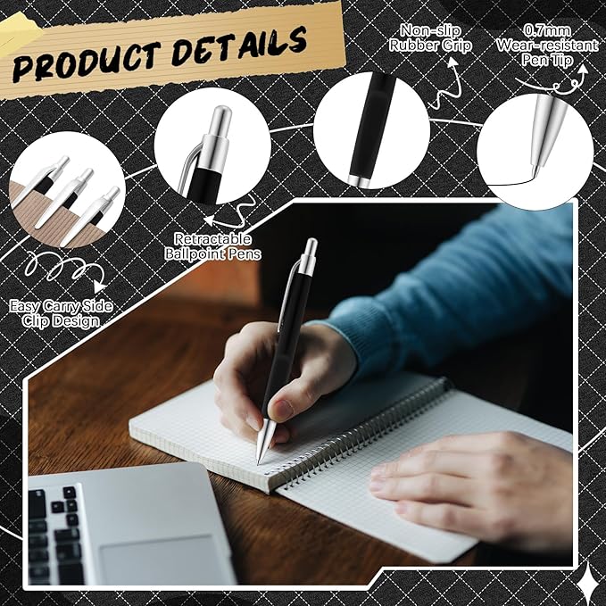 120 Pack Ballpoint Pens Bulk Retractable Gel Ink Pens Back to School Supplies 0.7mm Medium Point Black Ink Smooth Writing for School Office Journal Teacher Student Gifts(Black)-DeskLoop Office