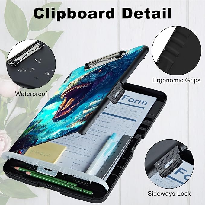 Ocean Dragon A4 Clipboard with Storage Pen Holder, Clipboards Organizer Nursing - Image 4