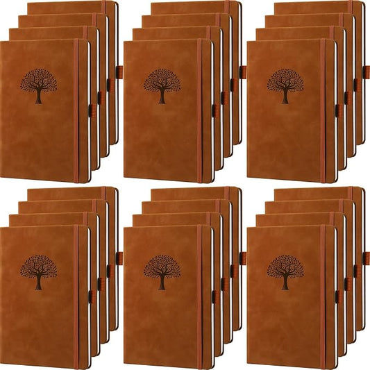 Qeeenar 24 Pack Leather Notebook Journals Bulk 5.7" x 8.3" Harder Cover A5 by Qeeenar