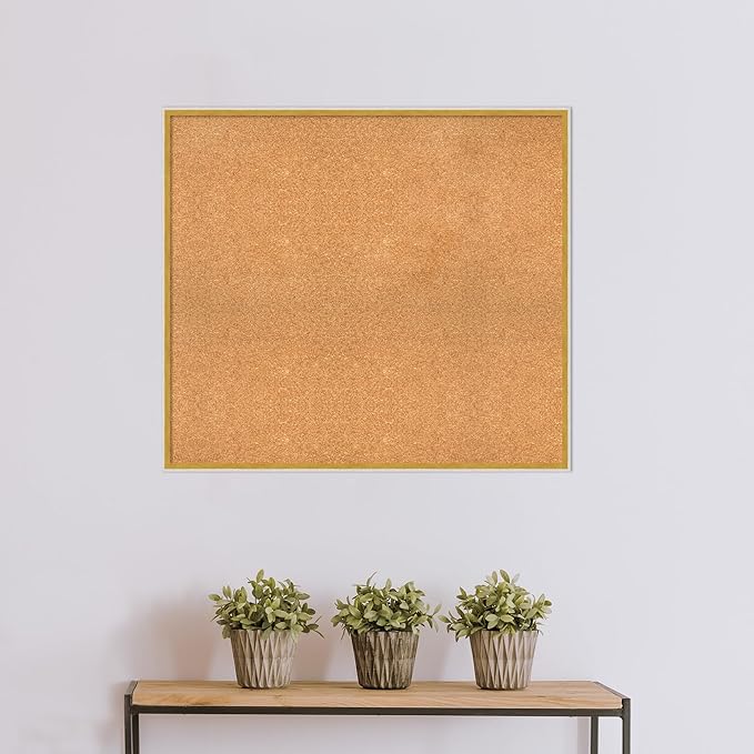 Amanti Art Natural Cork Board for Wall, 33x37 Vision Board with White Frame, X-Large Corkboard Office Decor for Home Organization, Modern Corkboard Pinboard to Display Items for Home Organization in-DeskLoop Office
