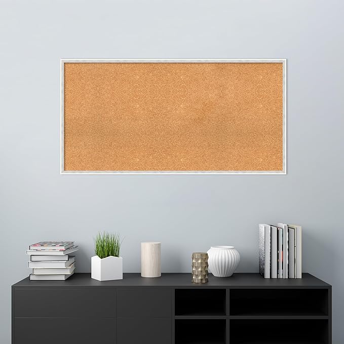 Amanti Art Natural Cork Board for Wall, 25x49 Vision Board with White Frame, Oversize Corkboard Office Decor for Home Organization, Modern Corkboard Pinboard to Display Items for Home Organization in-DeskLoop Office