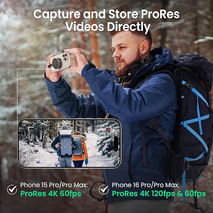 1TB Magnetic Portable SSD, External Solid State Drives with USB-C 3.2 Gen 2x2, Speed Up to 2000MB/s, Compact & Durable, Compatible with iPhone 15/16 Series and Other USB-C Devices, Black-DeskLoop Office