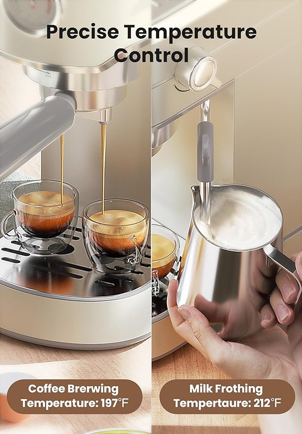 Gevi Commercial Espresso and Coffee Makers, Professional Espresso Maker Latte Machine with Milk Frother, Stainless Steel Expresso Coffee Machines for Home, Compact Cappuccino Machine, Great Gift-DeskLoop Office