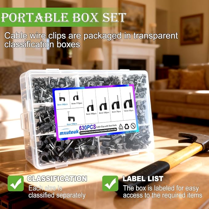 mxuteuk 630PCS Cable Clips - Image 5