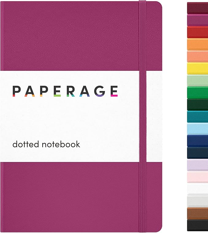PAPERAGE Dotted Journal Notebook, (Raspberry), 160 Pages, Medium 5.6 in x 8 in - 100 GSM Thick Paper – Hardcover Journaling Notebook for Work, School & Bullet Journaling-DeskLoop Office