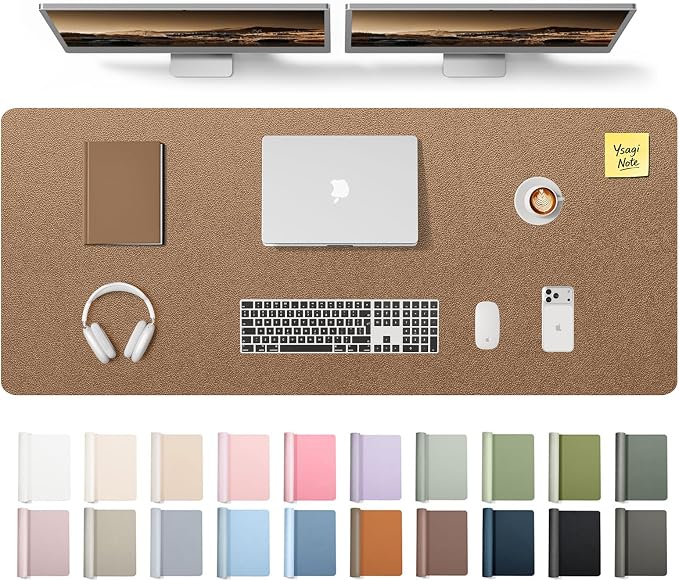 YSAGi Leather Desk Pad Protector, Office Desk Mat, Large Mouse Pad, Non-Slip PU by YSAGi