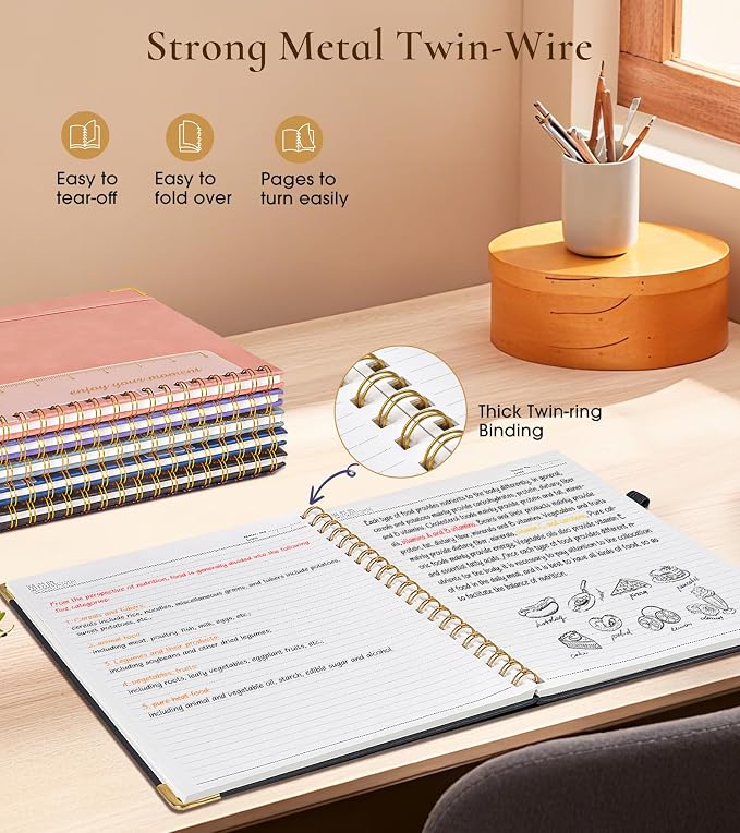 Hardcover Spiral Notebook Journal 8.5” x 11”, A4 Large Leather Notebooks - Image 6