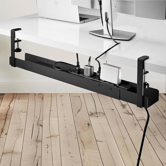 StarTech.com Under Desk Cable Management Tray, Length Adjustable, Clamp-On by StarTech